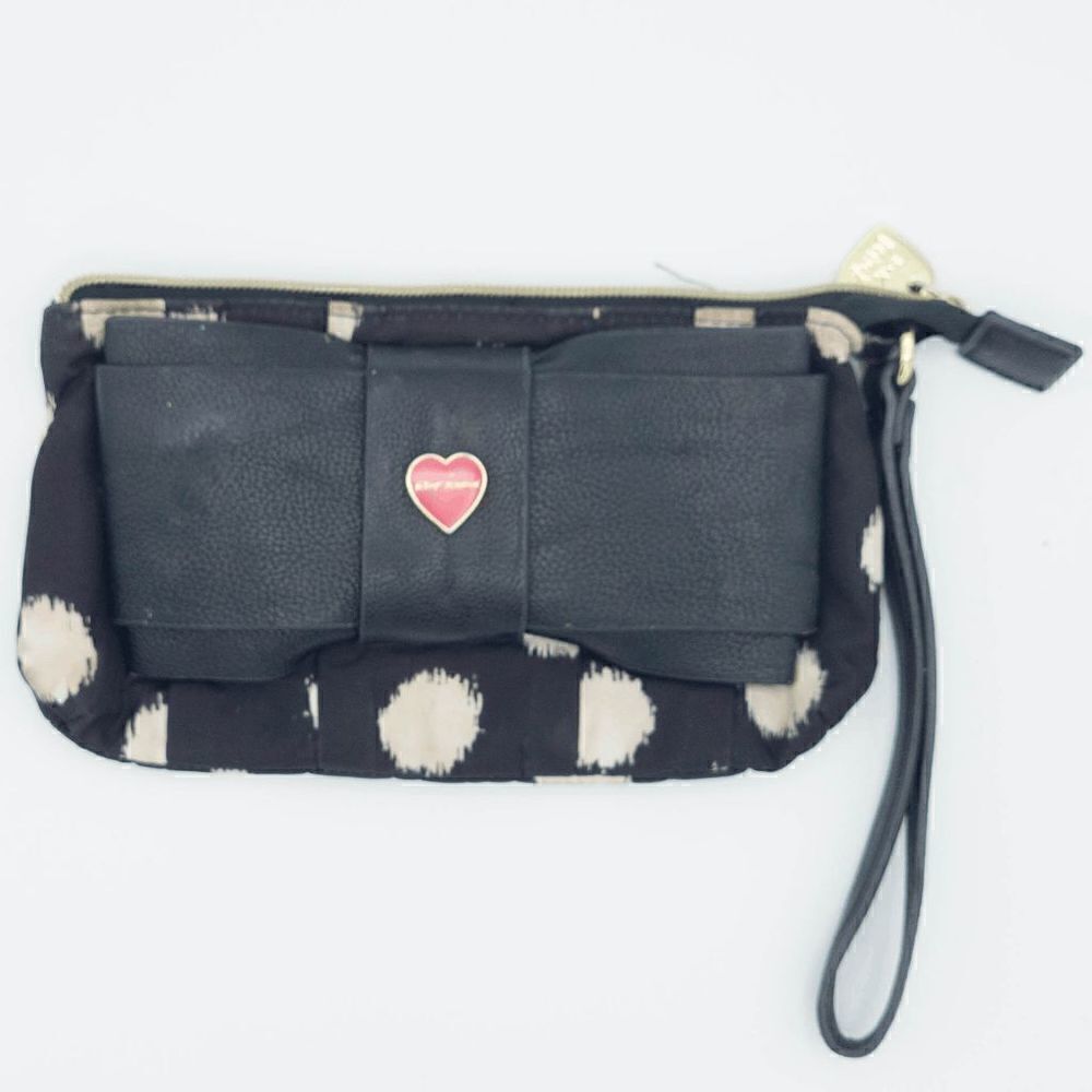 Betsey Johnson Black and White Polka Dot bow Wristlet